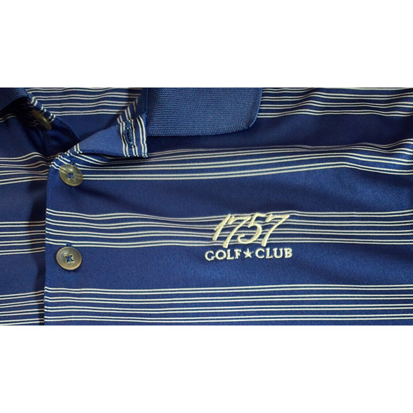 Nike Tour Performance Blue White Striped Golf Polo Men Medium Dri Fit RN 56323‎ - Picture 2 of 9